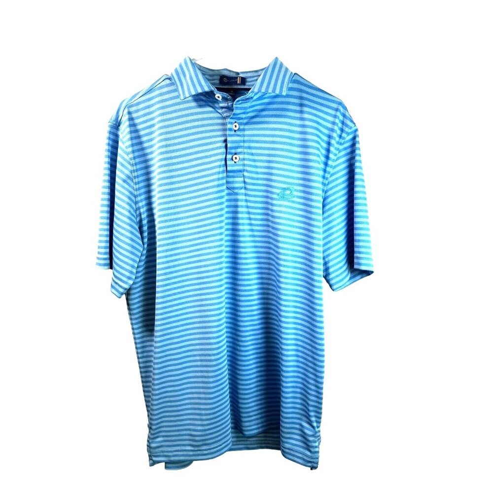 STITCH Dri Fit Polo Shirt Blue striped Preppy Golf Casual Soft Shirt Short Sleev